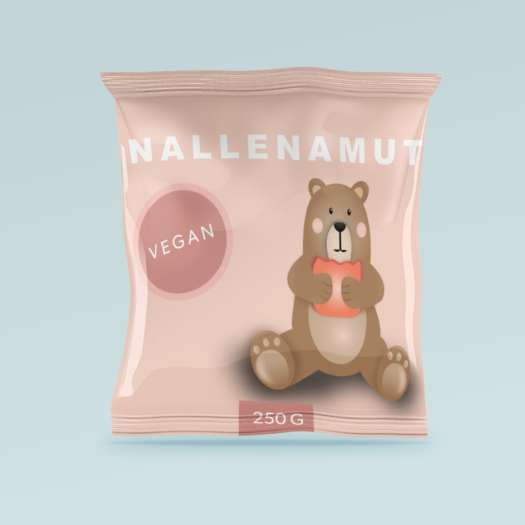 pakkauskuvitus nallenamut